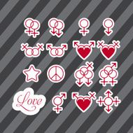 Gay Love Stickers Vector Illustration