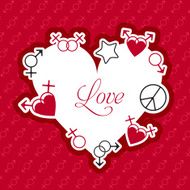 Gay Valentine Day Love Card Heart Shape Vector Illustration
