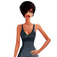 Beautiful coquette lady illustration upper body portrait of N2