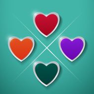 Paper Hearts on Turquoise Background