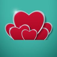 Paper Hearts on Turquoise Background N4