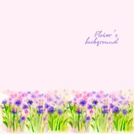 Watercolor Wild Flower Vector Borderters N2