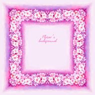 Watercolor Pink Flower Vector Borderters