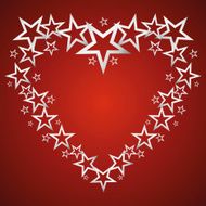 Silver stars in the shape of heart vector N2