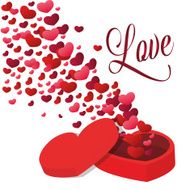 Romantic love design with red hearts