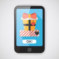 Valentine's Day present flat icon with long shadow eps10 N7