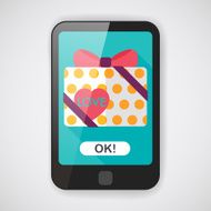 Valentine's Day present flat icon with long shadow eps10 N10