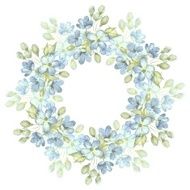 Branch with delicate flowers Watercolor wreath 3 N2