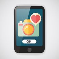 Valentine's Day photo camera flat icon with long shadow eps10