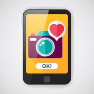 Valentine's Day photo camera flat icon with long shadow eps10 N2