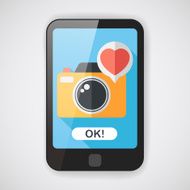 Valentine's Day photo camera flat icon with long shadow eps10 N3