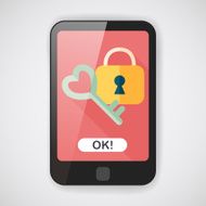 Valentine's Day lover lock flat icon with long shadow eps10