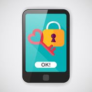 Valentine's Day lover lock flat icon with long shadow eps10 N2