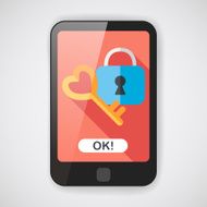 Valentine's Day lover lock flat icon with long shadow eps10 N3