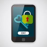 Valentine's Day lover lock flat icon with long shadow eps10 N4