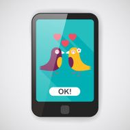 Valentine's Day lover bird flat icon with long shadow eps10 N22