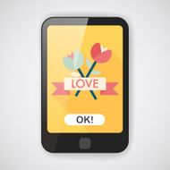 Valentine's Day flower flat icon with long shadow eps10 N9