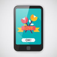 Valentine's Day flower flat icon with long shadow eps10 N10