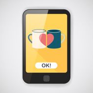Valentine's day cup flat icon with long shadow eps10