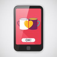 Valentine's day cup flat icon with long shadow eps10 N2