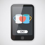 Valentine's day cup flat icon with long shadow eps10 N3