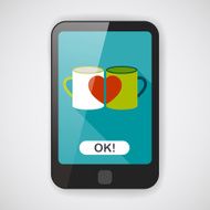 Valentine's day cup flat icon with long shadow eps10 N4