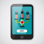 Valentine's Day candle flat icon with long shadow eps10 N11