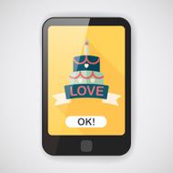 Valentine's Day cake flat icon with long shadow eps10 N5