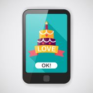 Valentine's Day cake flat icon with long shadow eps10 N6