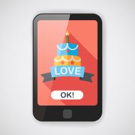 Valentine's Day cake flat icon with long shadow eps10 N7
