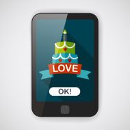 Valentine's Day cake flat icon with long shadow eps10 N8
