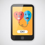Valentine's Day ballons flat icon with long shadow eps10 N2