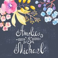 Invitation card with watercolor flowers for your wedding day
