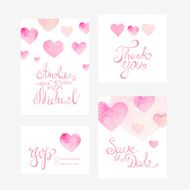 Invitation card with watercolor hearts for your wedding day