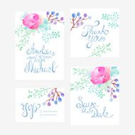 Invitation card with watercolor flowers for your wedding day N9