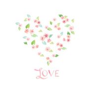 Watercolor delicate flower heart