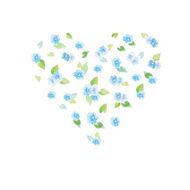 Watercolor delicate flower heart N2