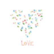 Watercolor delicate flower heart N3