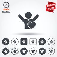 Fans love icon Man raised hands up sign N5
