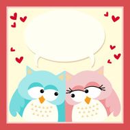 Love owls with a blank speech bubble