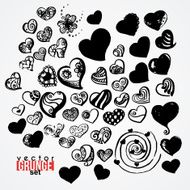 Set of vector ink hearts Blots Grunge Vortex