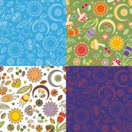 Colorful cheerful pattern with mushrooms N2