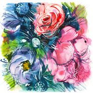 bouquet of purple flowers with red rose & pink peon N2