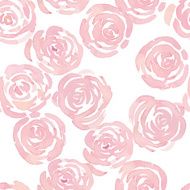 pink watercolor roses and cute little flowers seamless pattern N2