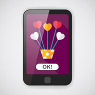 heart flower flat icon with long shadow eps10 N2