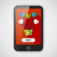 heart flower flat icon with long shadow eps10 N4