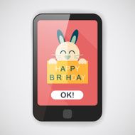 Happy birthday rabbit card flat icon with long shadow eps10 N2