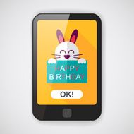 Happy birthday rabbit card flat icon with long shadow eps10 N3