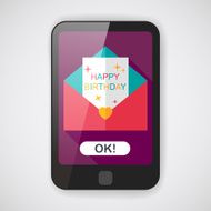 Happy birthday card flat icon with long shadow eps10 N10