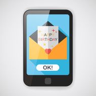 Happy birthday card flat icon with long shadow eps10 N11